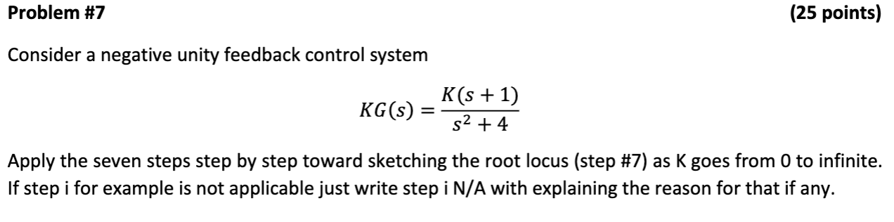 Solved Consider A Negative Unity Feedback Control System