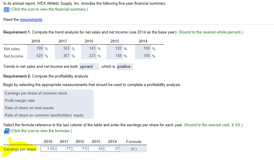 Solved In its annual report, WEX Athletic Supply, Inc.