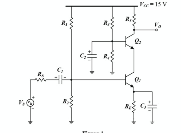 Solved Figure 1 shows a cascode BJT amplifier, in which | Chegg.com