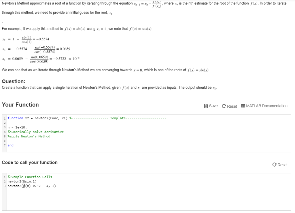 Solved Newton's Method approximates a root of a function by | Chegg.com