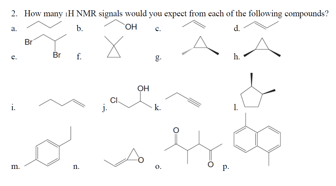 Solved 2 How Many 1h Nmr Signals Would You Expect From E Chegg Com