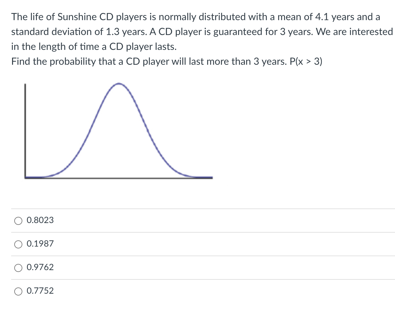 Solved The life of Sunshine CD players is normally | Chegg.com