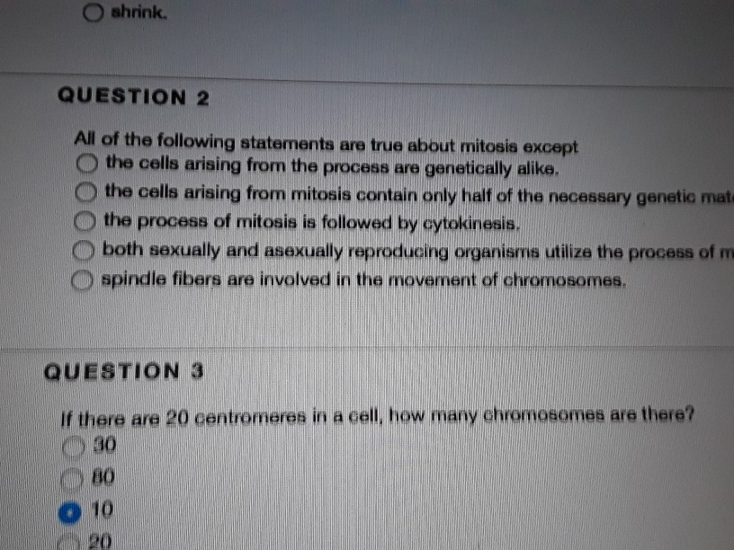 All Of The Following Statements Are True About Mitosis Except