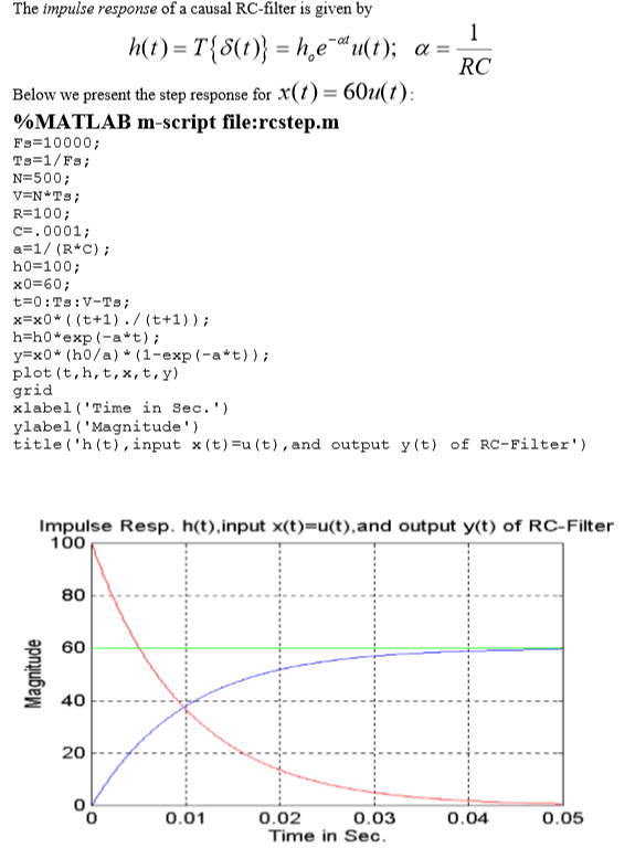 Solved Matlab Step Cascade Responses Of An Rc Filter U Chegg Com