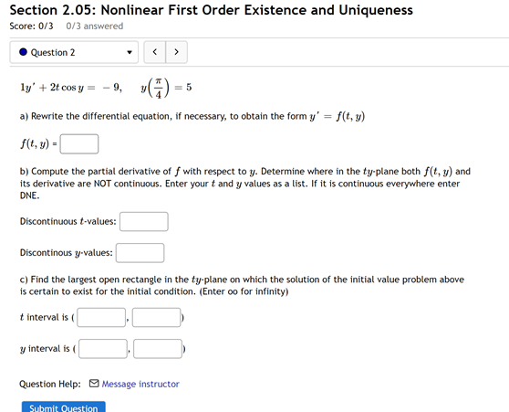 Solved Section 2.05: Nonlinear First Order Existence and | Chegg.com
