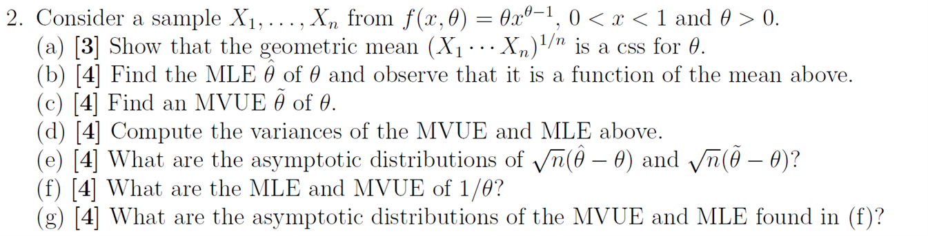 2 Consider A Sample X1 From F X 0 0x Chegg Com