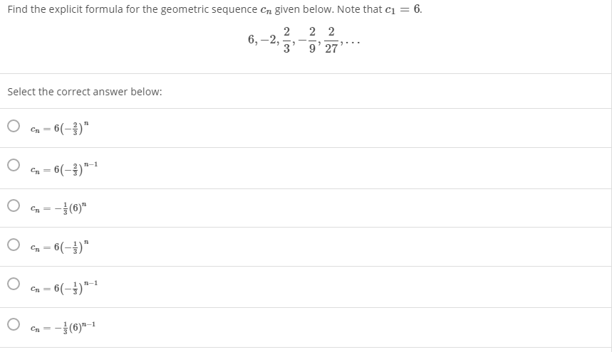 Solved Find the explicit formula for the geometric sequence | Chegg.com