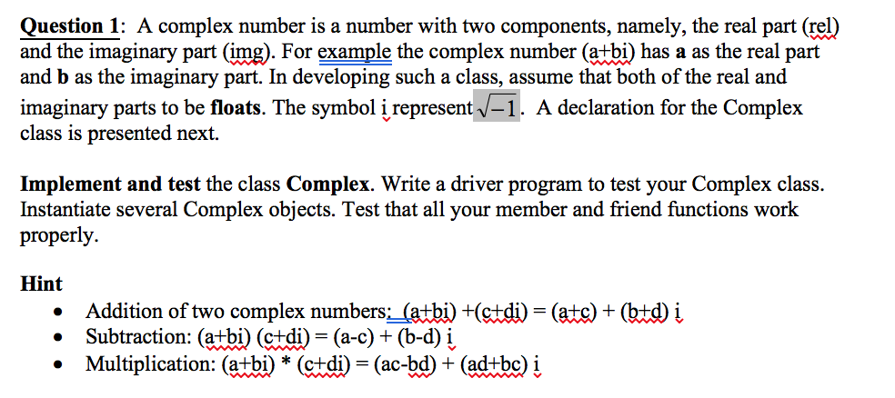 simple c++ and no std:: functions please. The class | Chegg.com