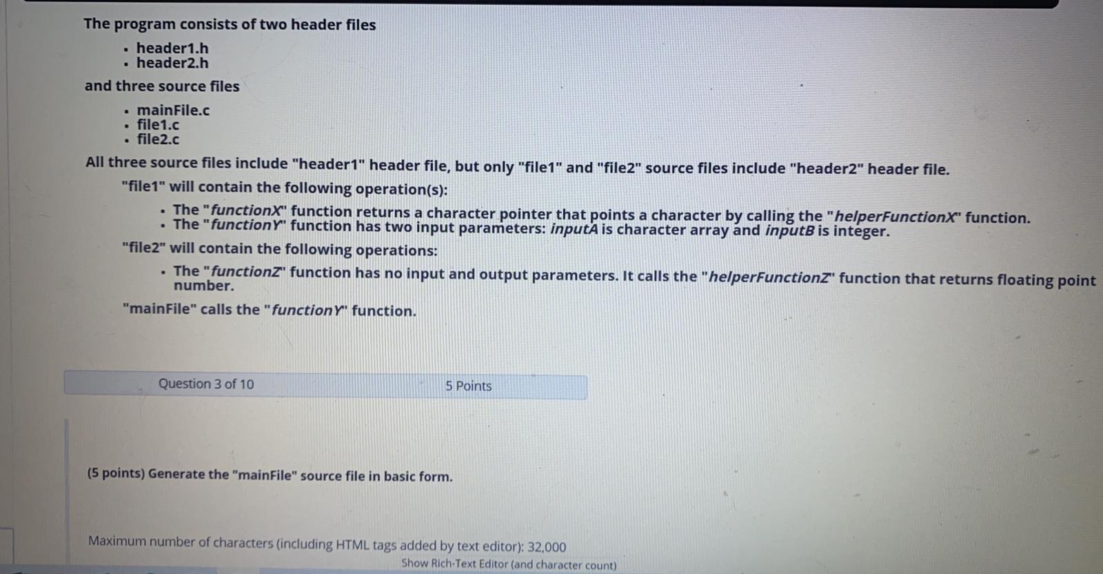 Solved The program consists of two header files • header1.h | Chegg.com