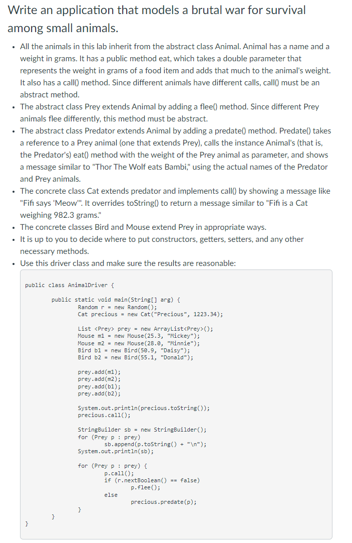 Solved Write an application that models a brutal war for | Chegg.com