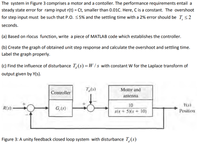 Solved The system in Figure 3 comprises a motor and a | Chegg.com