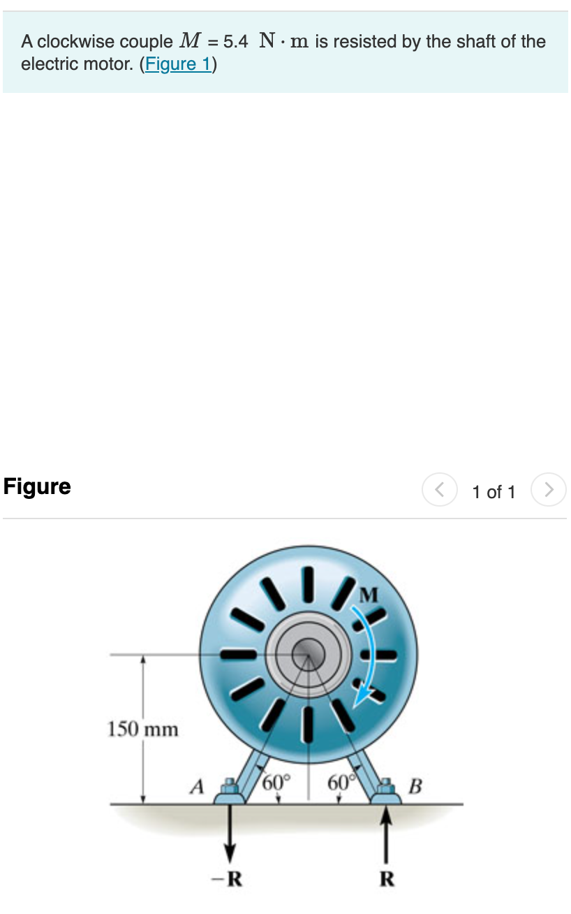 Solved . A clockwise couple M = 5.4 N·m is resisted by the | Chegg.com