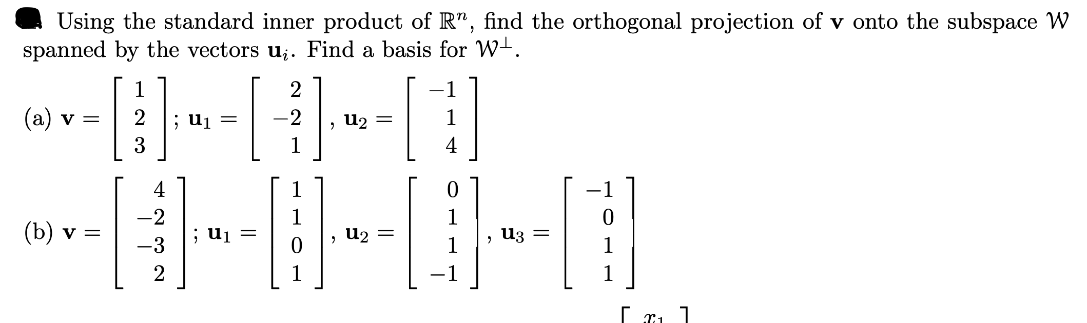 Solved Using Euclidean Inner Product of R^n, find the