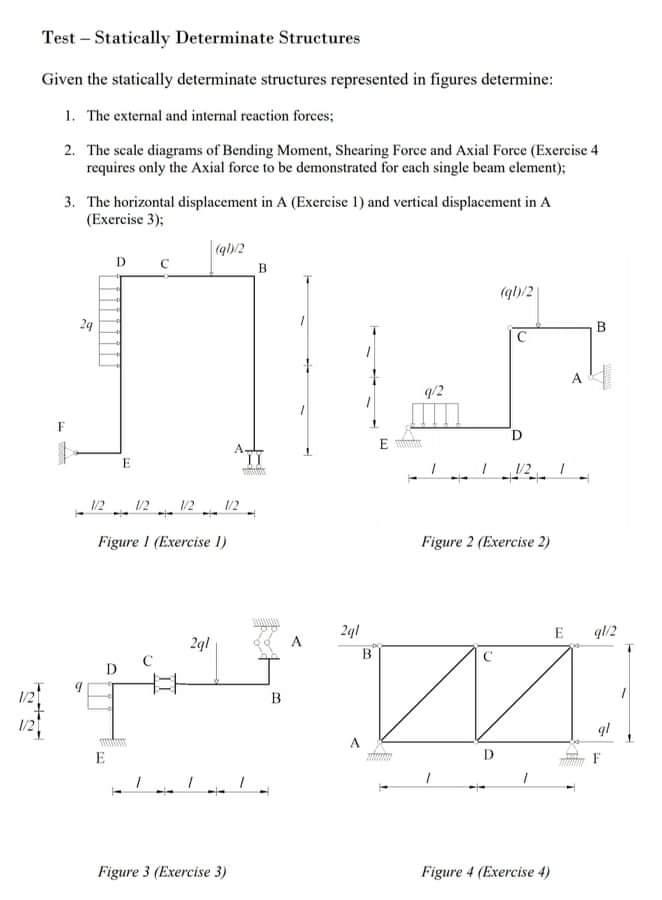 Test - Statically Determinate Structures Given the | Chegg.com