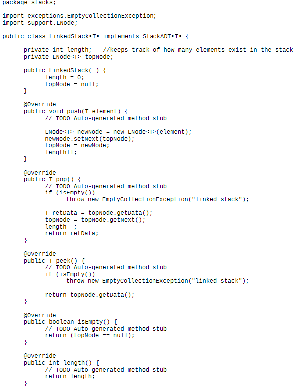 Solved ARRAY STACK CODE: package stacks; public class | Chegg.com