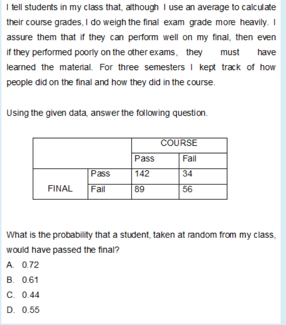 Solved I tell students in my class that, although I use an | Chegg.com