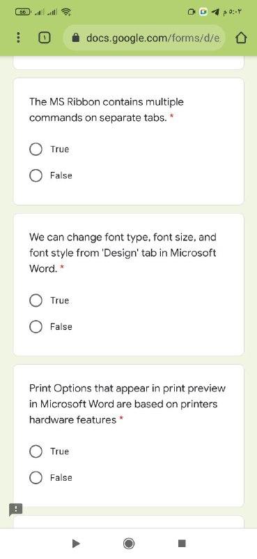 Solved 66 ll ۵۰۴ م docs.google.com/forms/d/e The MS Ribbon | Chegg.com
