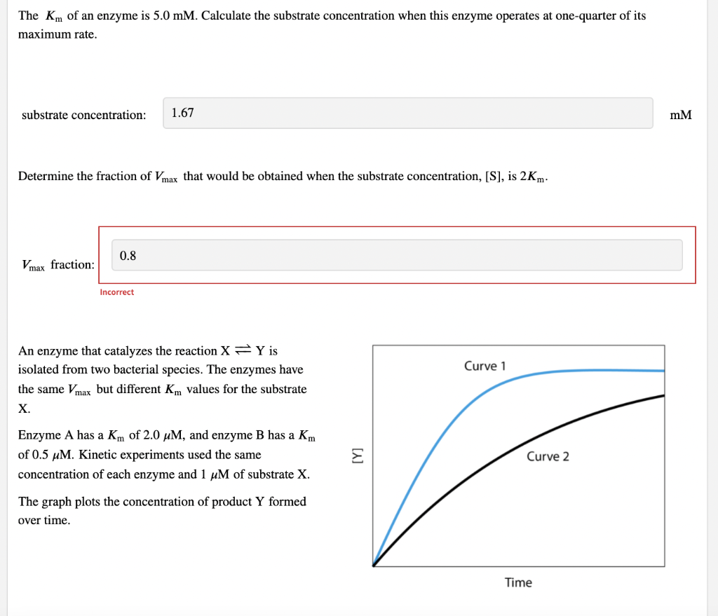 Solved The Km of an enzyme is 5.0 mM. Calculate the