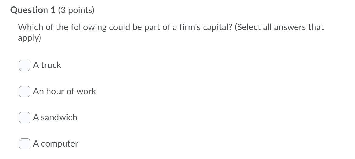 Solved Question 1 (3 points) Which of the following could be | Chegg.com