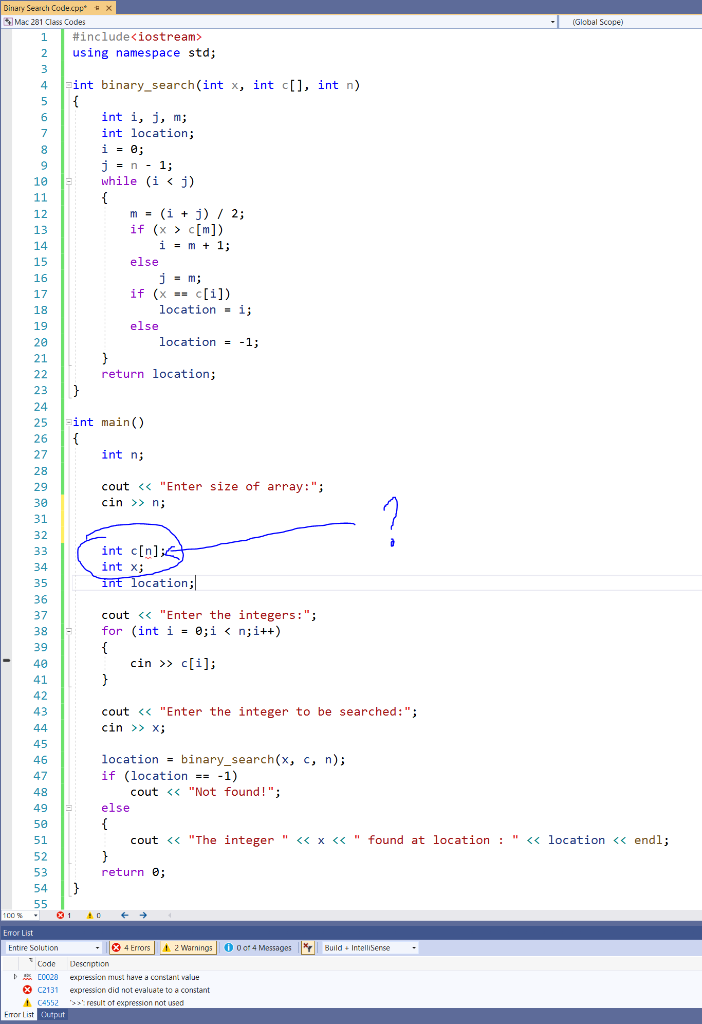 Solved C++ Code: It is a C++ code about binary search | Chegg.com