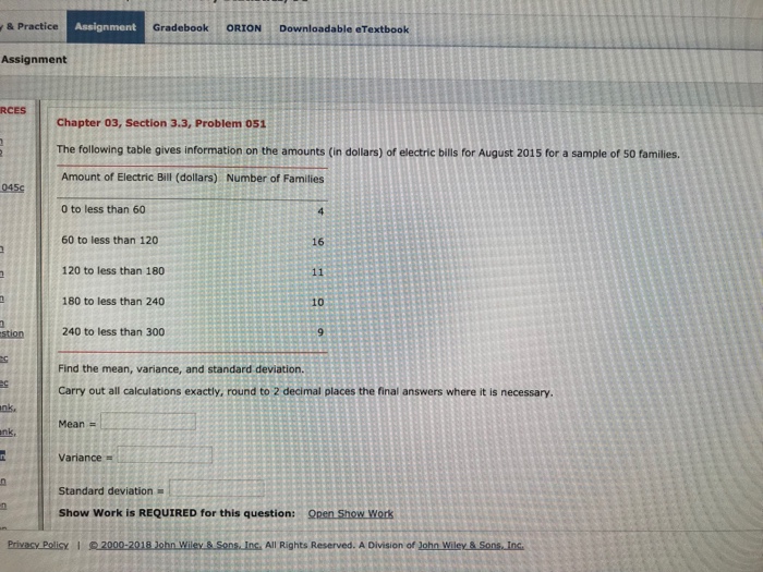 Solved & Practice Assignment Gradebook ORION Downloadable | Chegg.com