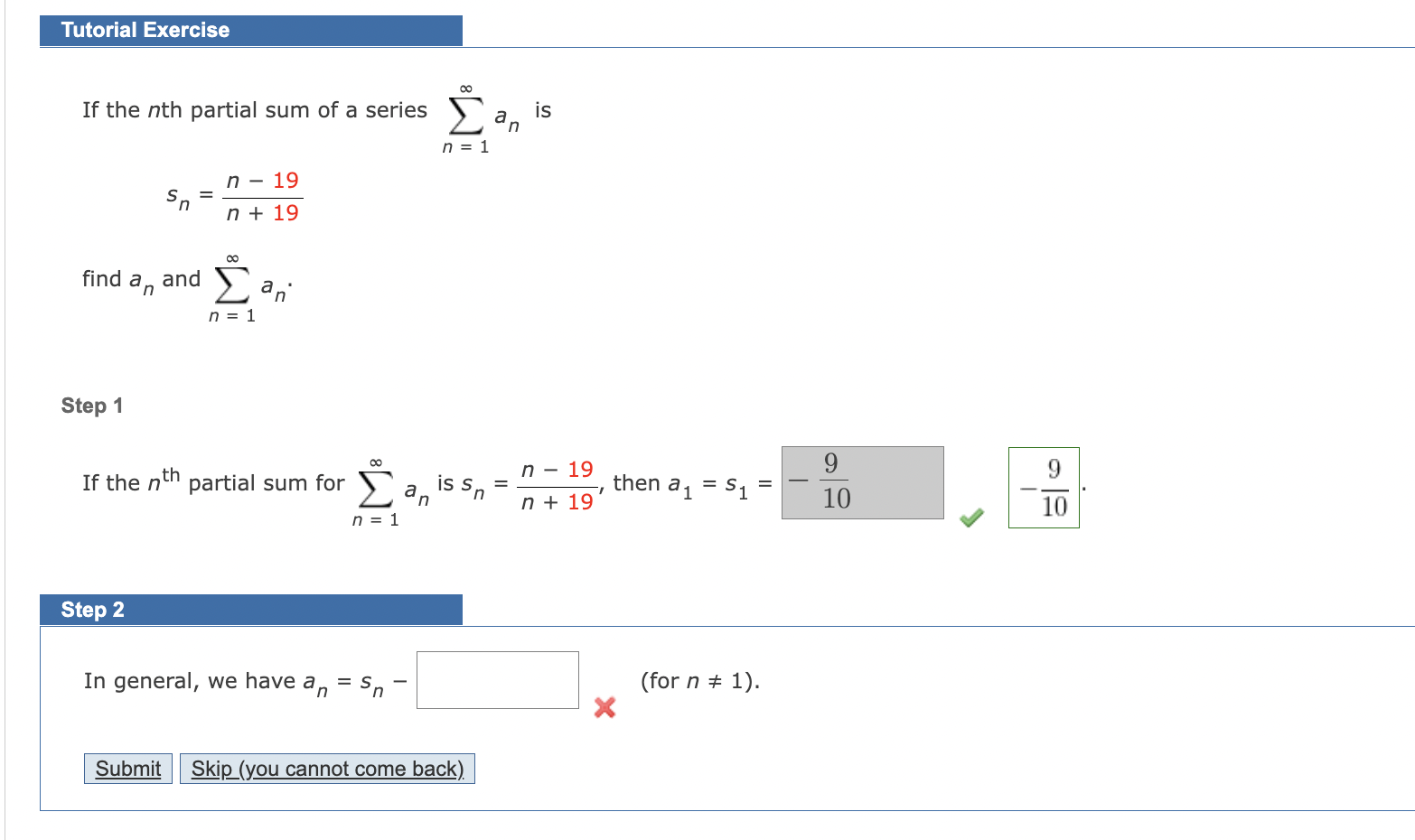 Solved Tutorial Exercise oo If the nth partial sum of a | Chegg.com