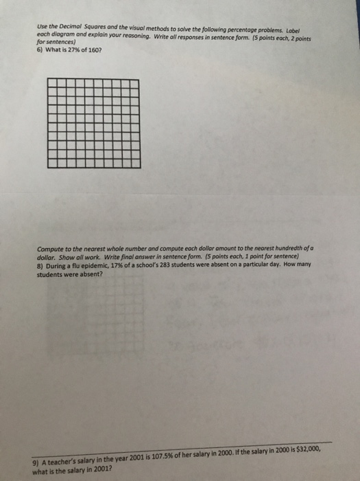 Solved Use the Decimal Squares and the visual methods to | Chegg.com