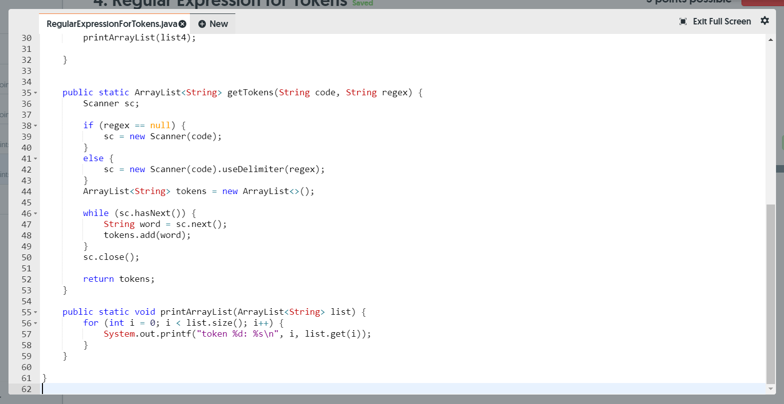 Solved Complete the regular expressions in the code. Exit | Chegg.com