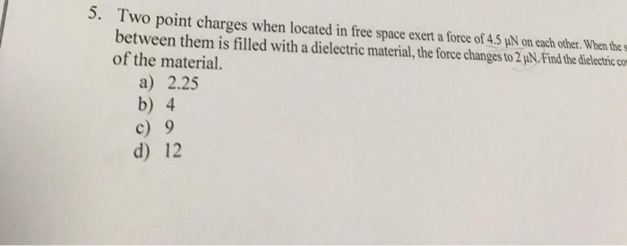 Solved Two point charges when located in free space exert a | Chegg.com