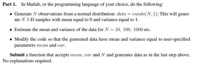 Solved Part 1. In Matlab, or the programming language of | Chegg.com