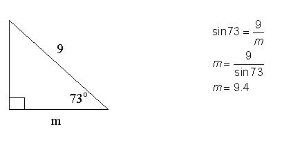 Solved sin73=9mm=9sin73m=9.4Sarah completed the following | Chegg.com