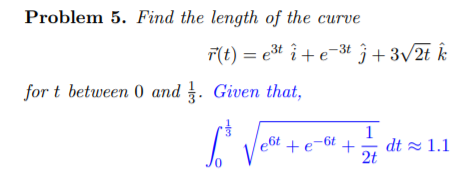 Solved Problem 5 Find The Length Of The Curve F T t Chegg Com