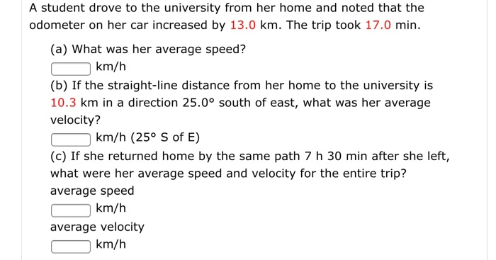 Solved A student drove to the university from her home and | Chegg.com