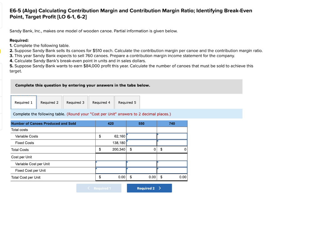 Solved E6-5 (Algo) Calculating Contribution Margin And | Chegg.com