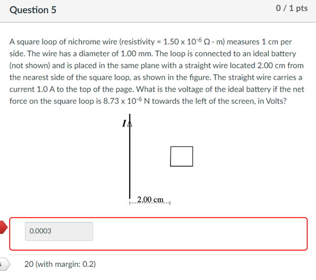 Solved A square loop of nichrome wire (resistivity = 1.50 x | Chegg.com