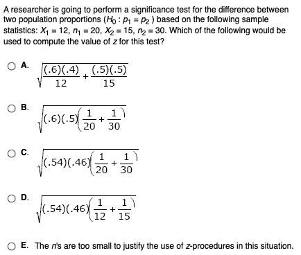 Solved A researcher is going to perform a significance test | Chegg.com