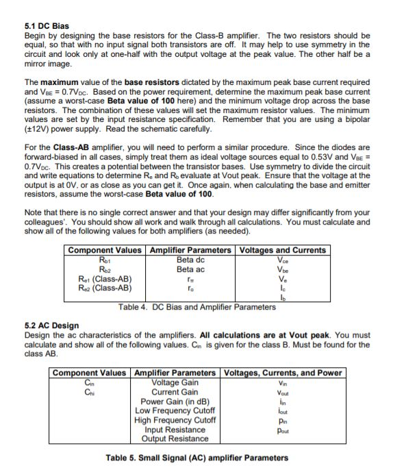 4. Requirements The Class-B Amplifier Should Meet The | Chegg.com
