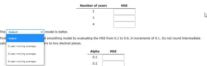 Moving average and exponential smoothing models