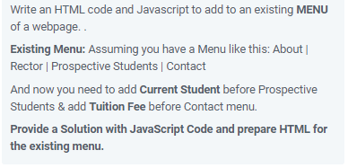 Solved Write an HTML code and Javascript to add to an | Chegg.com