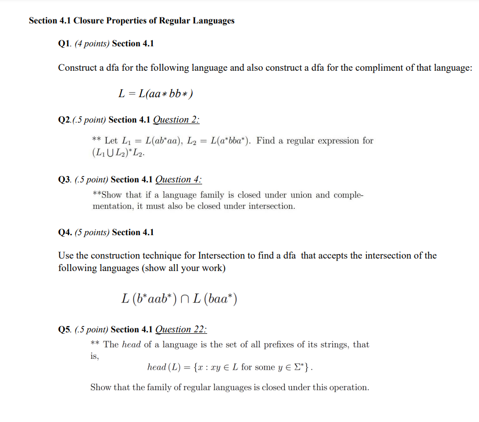 Solved Construct A Dfa For The Following Language And Also | Chegg.com