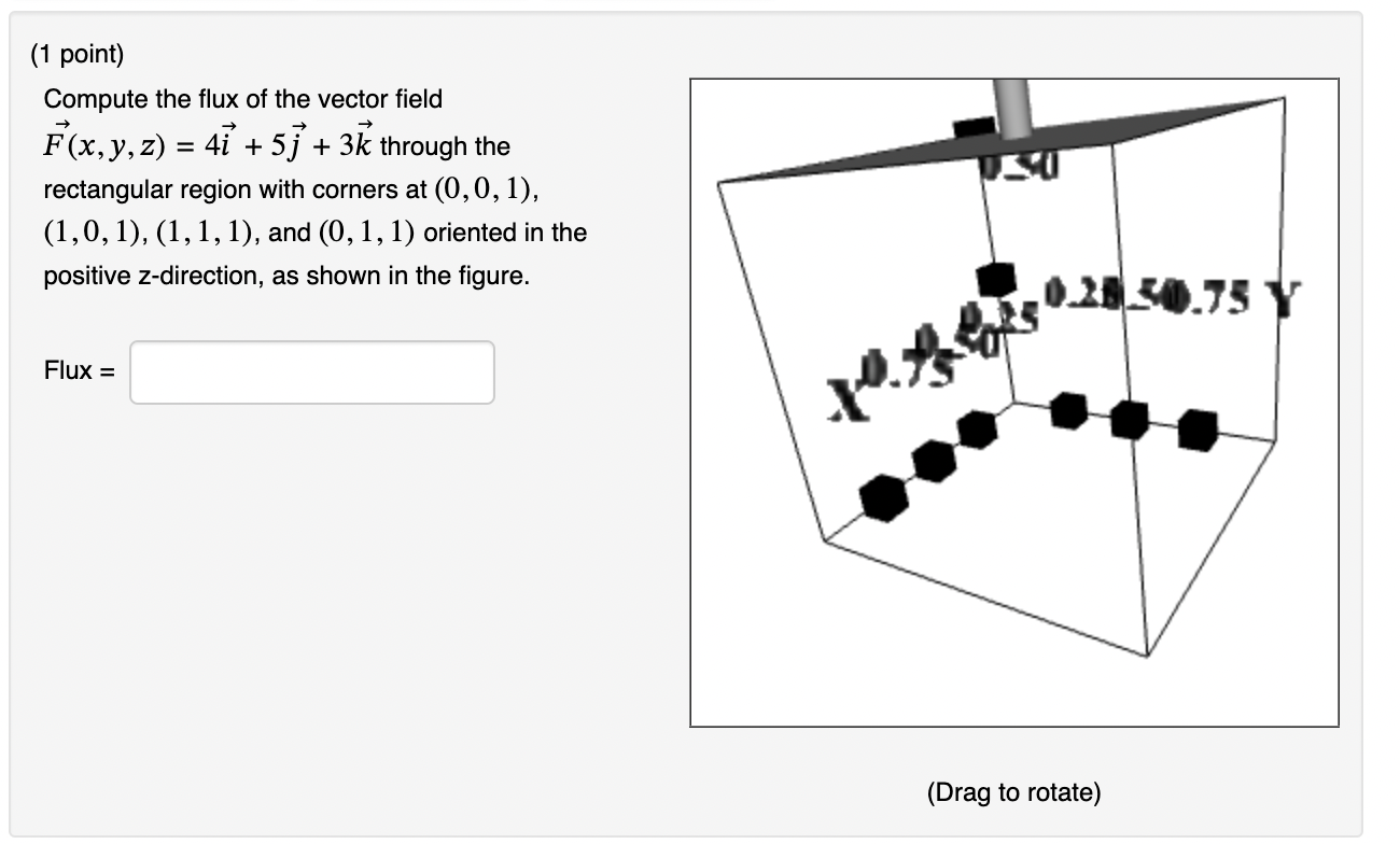 Solved (1 point) Compute the flux of the vector field | Chegg.com