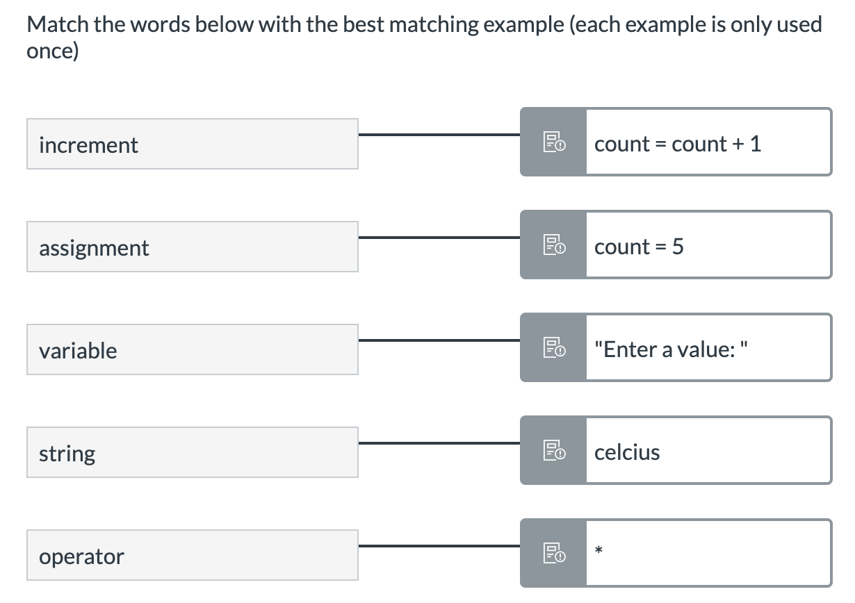 Solved Match the words below with the best matching example | Chegg.com