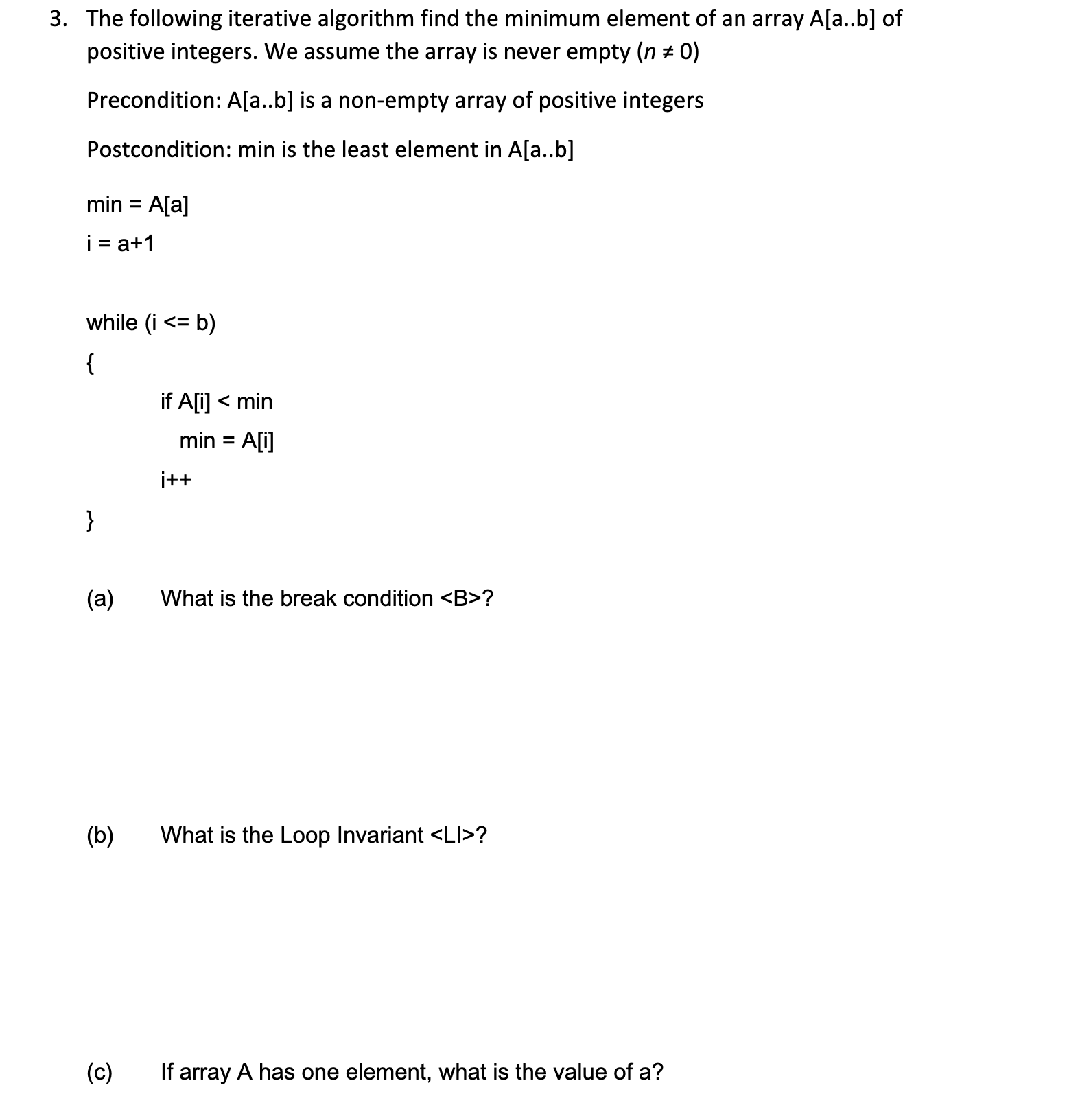 Solved 3. The Following Iterative Algorithm Find The Minimum | Chegg.com