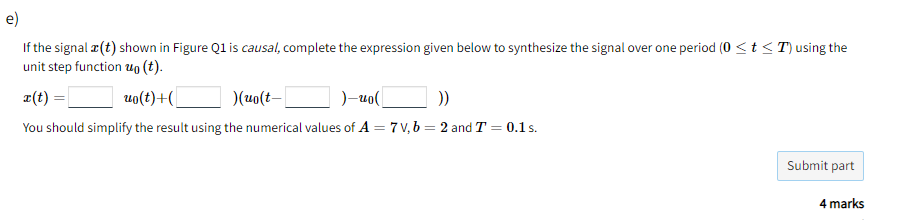 Solved A small portion of a causal piecewise continuous | Chegg.com
