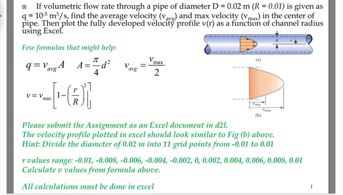 Solved o If volumetric flow rate through a pipe of diameter | Chegg.com