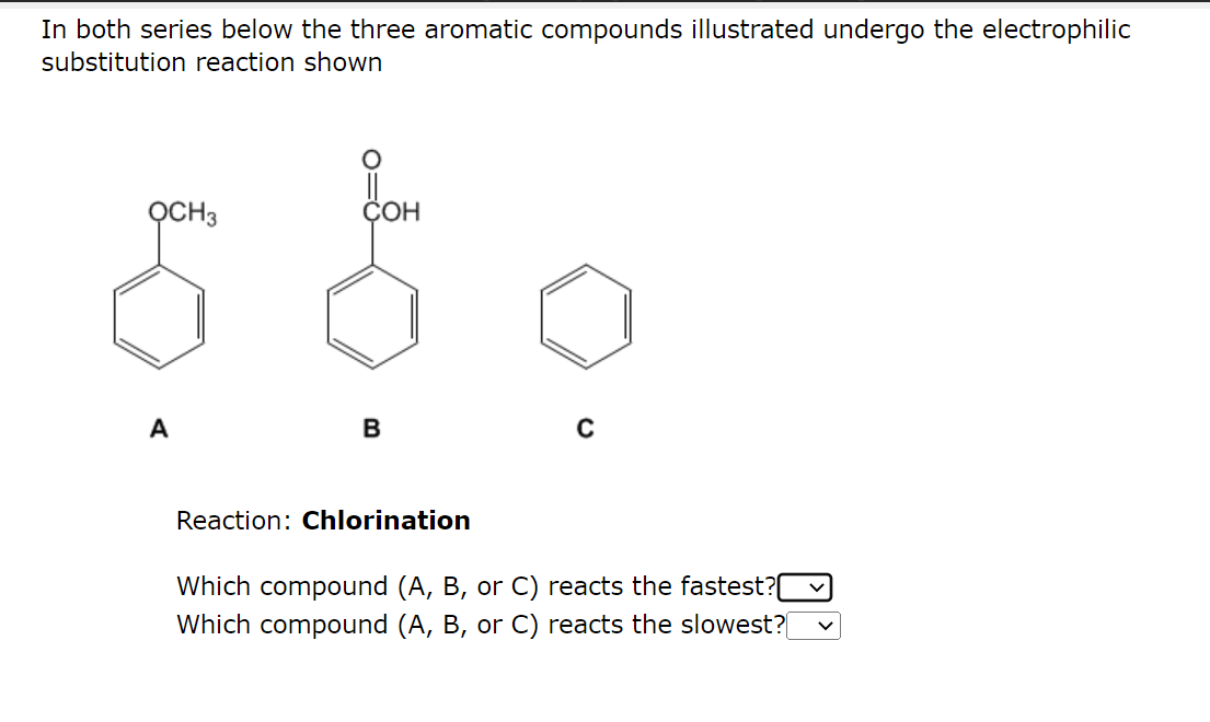 Solved In Both Series Below The Three Aromatic Compounds | Chegg.com