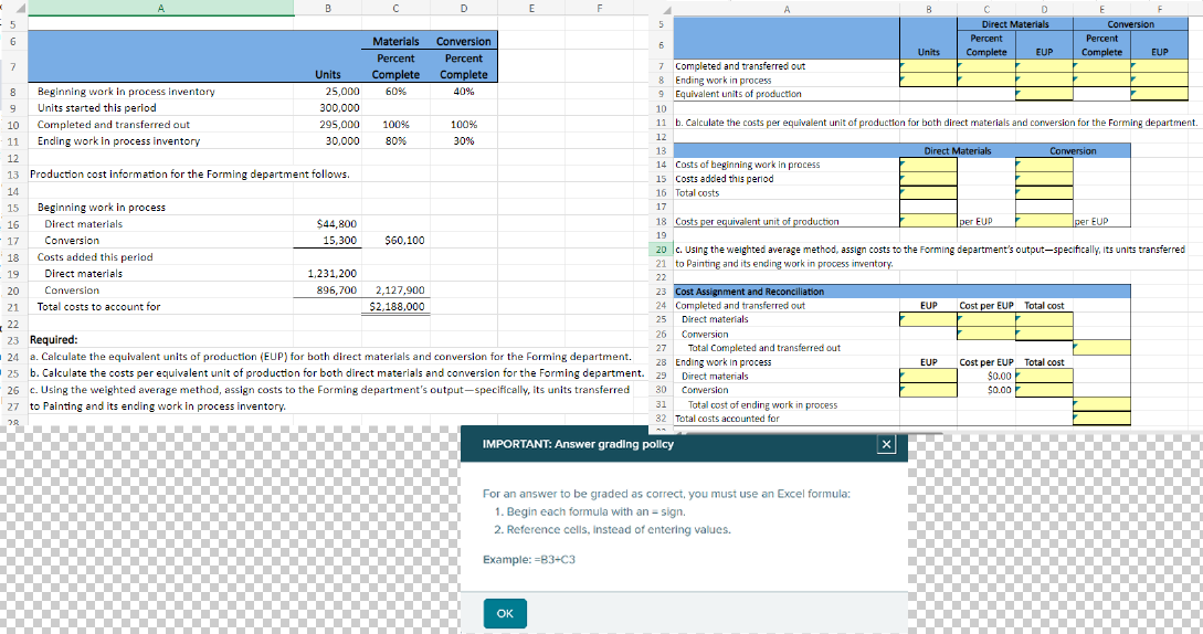 Solved Please Include Excel Formulas, For an answer to be | Chegg.com