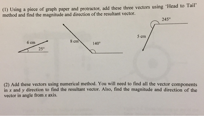 Adding Two Vector Graphical Methods Ruler And Protractor Solved Using a piece of graph paper and protractor, add | Chegg.com