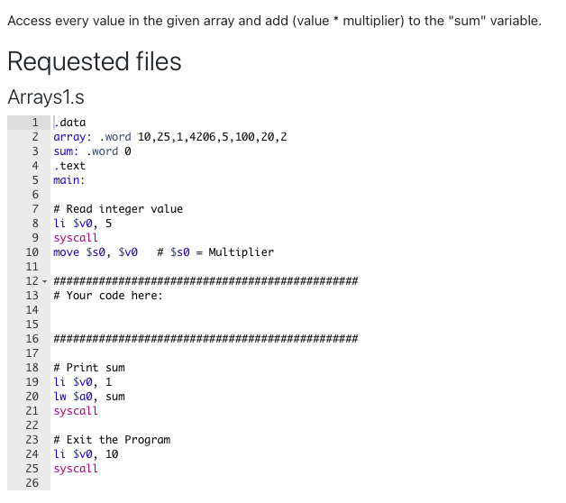 Solved Access every value in the given array and add (value | Chegg.com