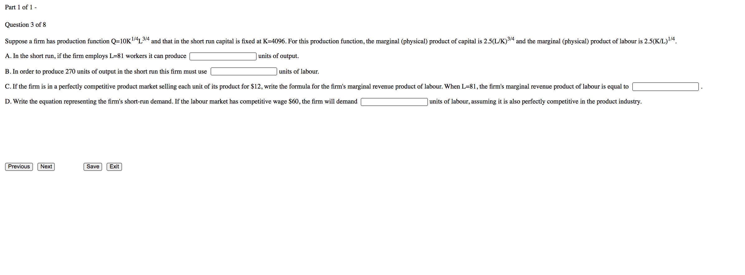 Solved Part 1 of 1 - Question 3 of 8 Suppose a firm has | Chegg.com